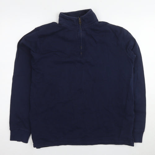 Marks and Spencer Men's Blue 1/2 Zip Sweatshirt Medium