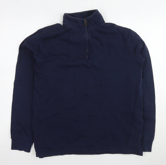 Marks and Spencer Men's Blue 1/2 Zip Sweatshirt Medium