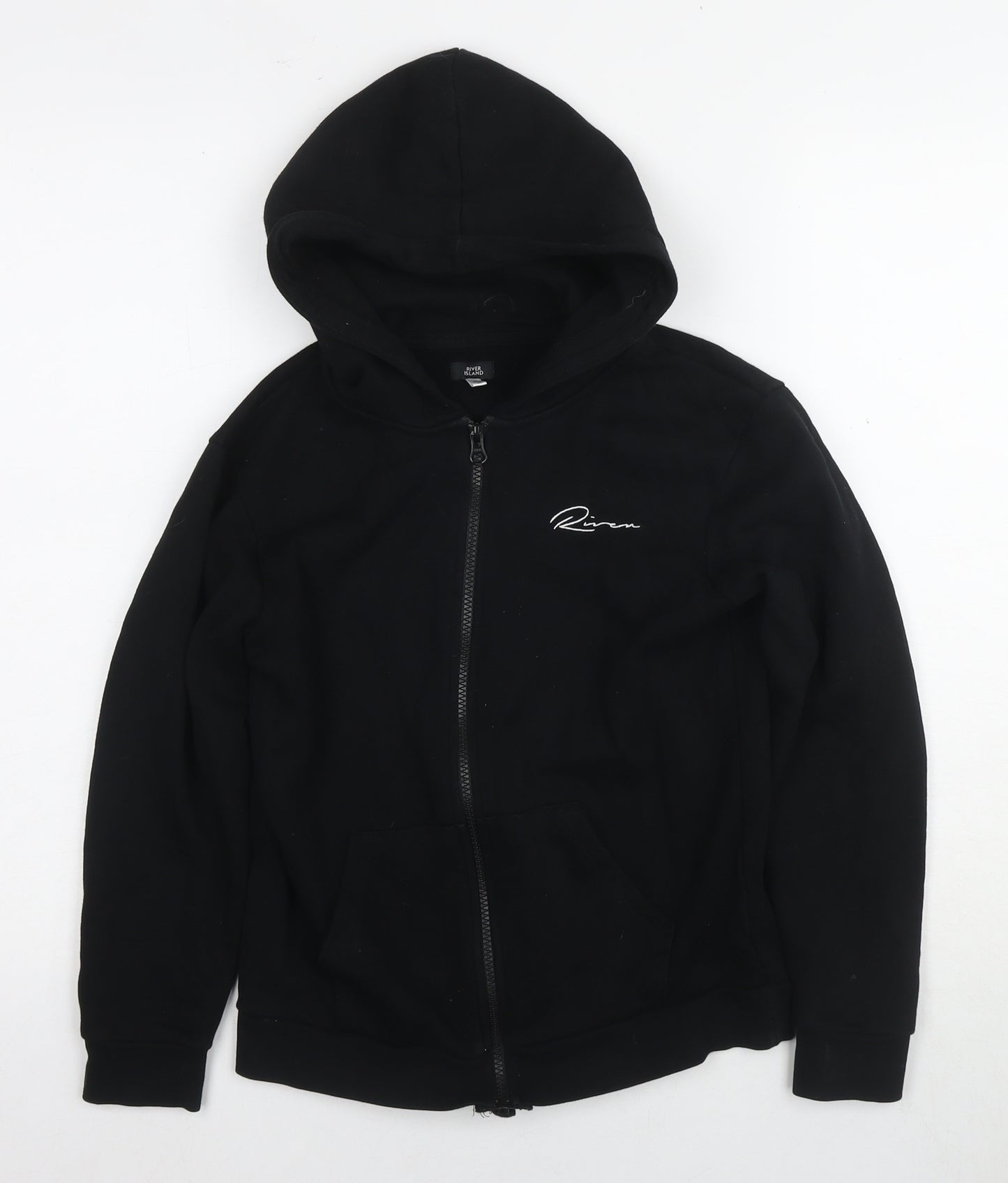 River Island Boys Black Full Zip Hoodie Size 9-10 Years