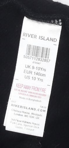 River Island Boys Black Full Zip Hoodie Size 9-10 Years