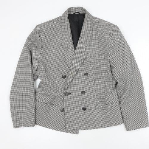 St Michael Women's Black Blazer Size 14, Herringbone Pea Coat
