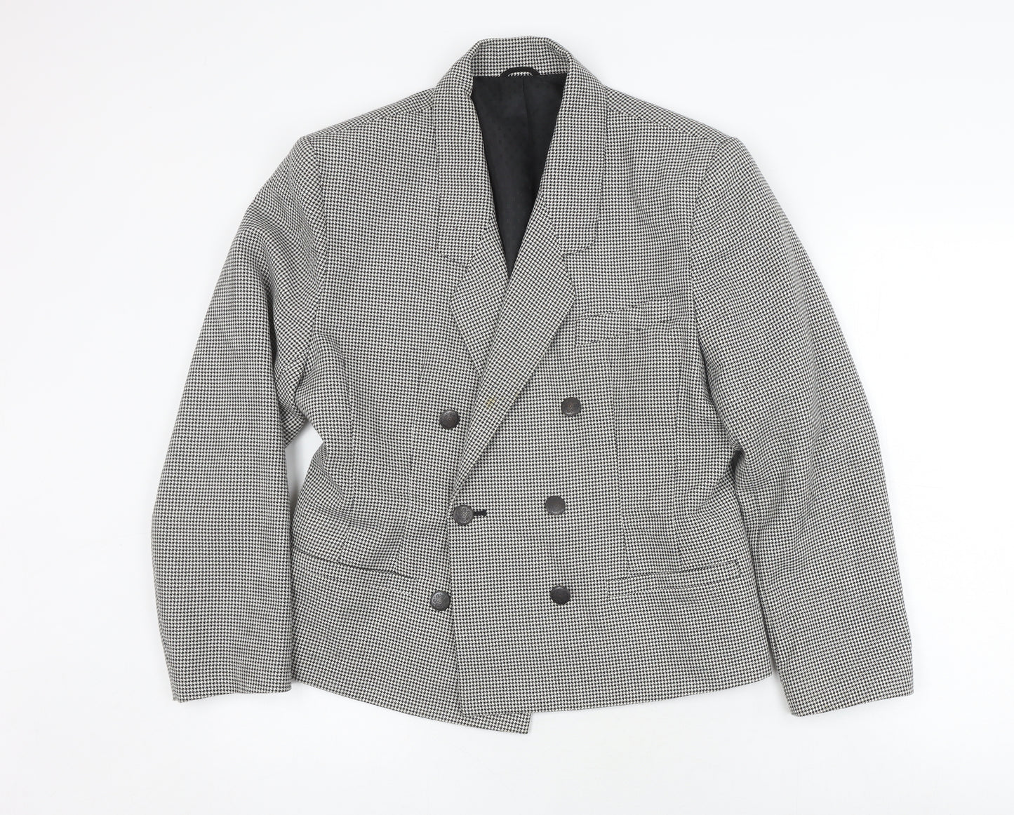 St Michael Women's Black Blazer Size 14, Herringbone Pea Coat