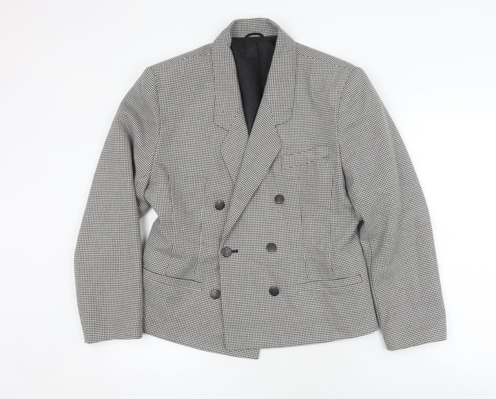 St Michael Women's Black Blazer Size 14, Herringbone Pea Coat