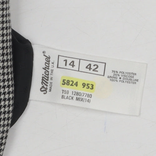 St Michael Women's Black Blazer Size 14, Herringbone Pea Coat