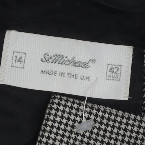 St Michael Women's Black Blazer Size 14, Herringbone Pea Coat