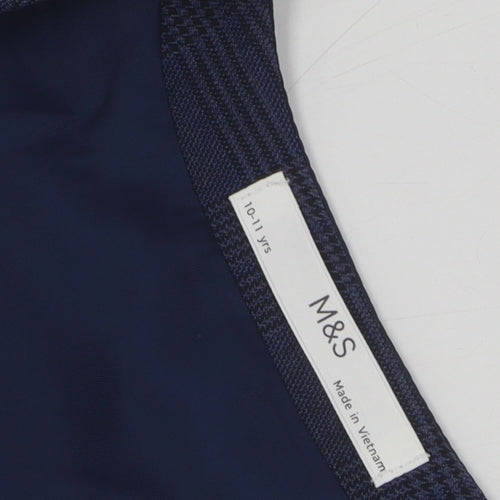 Marks and Spencer Boys' Blue Check Formal Vest 10-11 Years