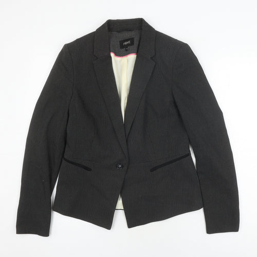 Next Women's Black Blazer UK 12 Herringbone Regular Fit