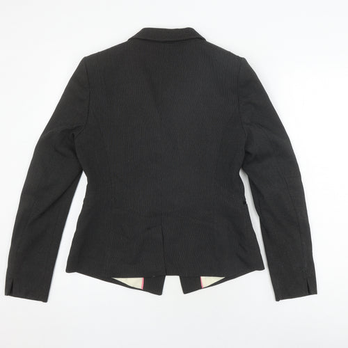 Next Women's Black Blazer UK 12 Herringbone Regular Fit