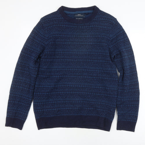 Next Men's Blue Wool Pullover Jumper, Small