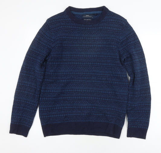 Next Men's Blue Wool Pullover Jumper, Small