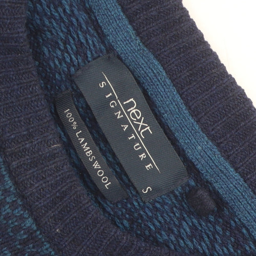 Next Men's Blue Wool Pullover Jumper, Small