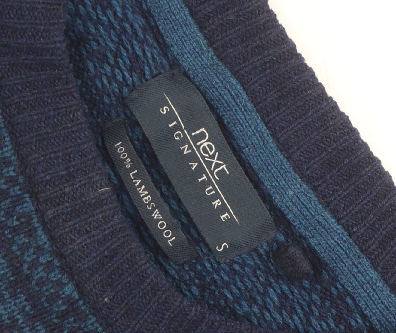 Next Men's Blue Wool Pullover Jumper, Small