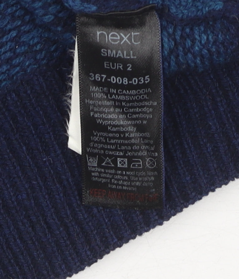 Next Men's Blue Wool Pullover Jumper, Small