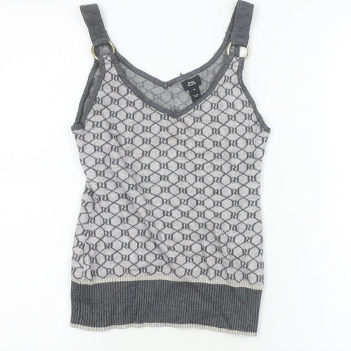 River Island Women’s Grey Tank Top Size 12 Geometric Knit