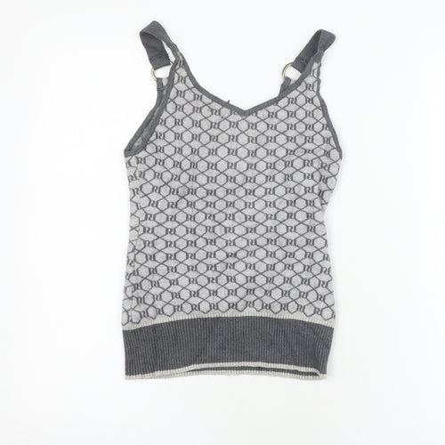 River Island Women’s Grey Tank Top Size 12 Geometric Knit