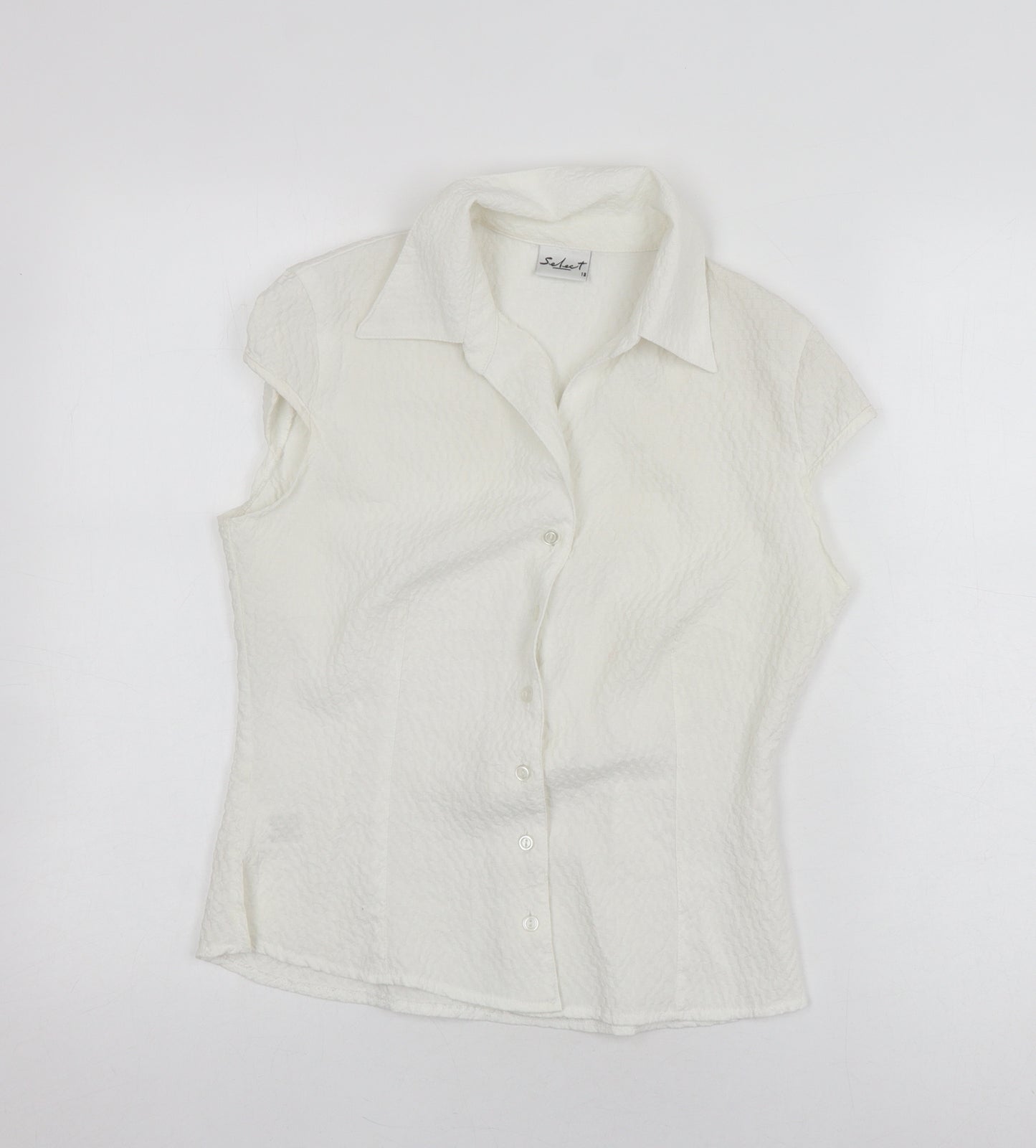 Select Women's White Button-Up Blouse, Size 12