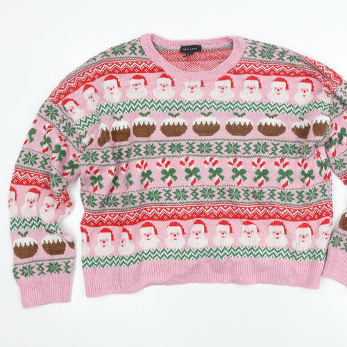 New Look Women's Pink Christmas Jumper, Size L