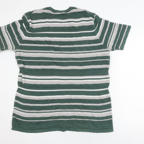 ASOS Women's Green Striped Crew Neck Jumper 2XL Tall