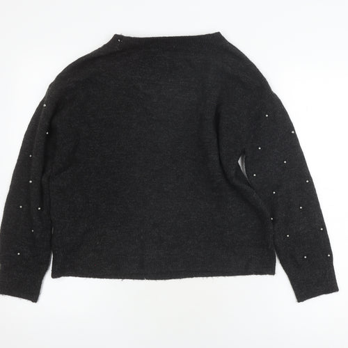 H&M Women's Black Pullover Jumper XS Beaded