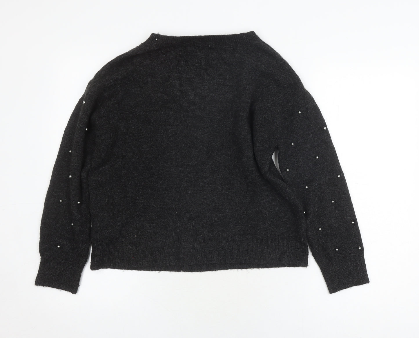 H&M Women's Black Pullover Jumper XS Beaded