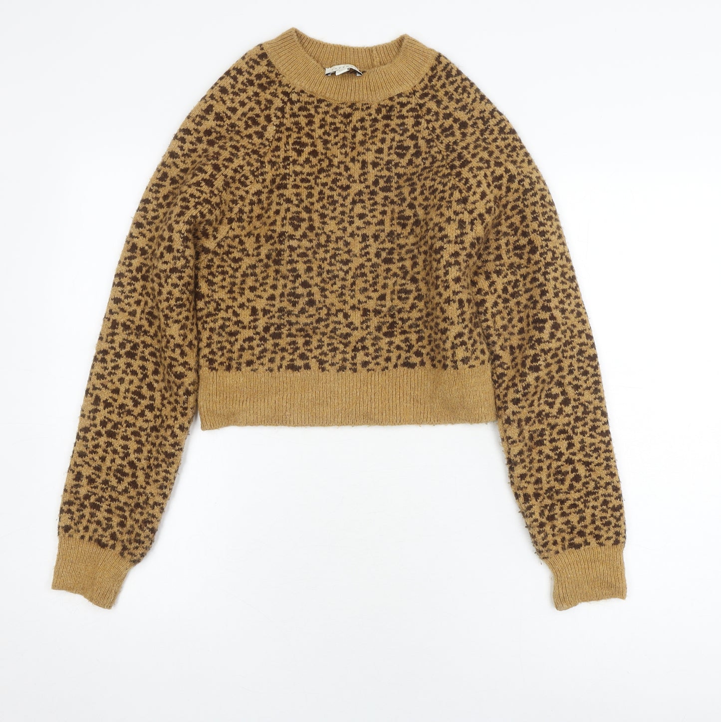 Topshop Women's XS Brown Animal Print Jumper