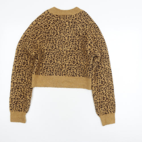 Topshop Women's XS Brown Animal Print Jumper