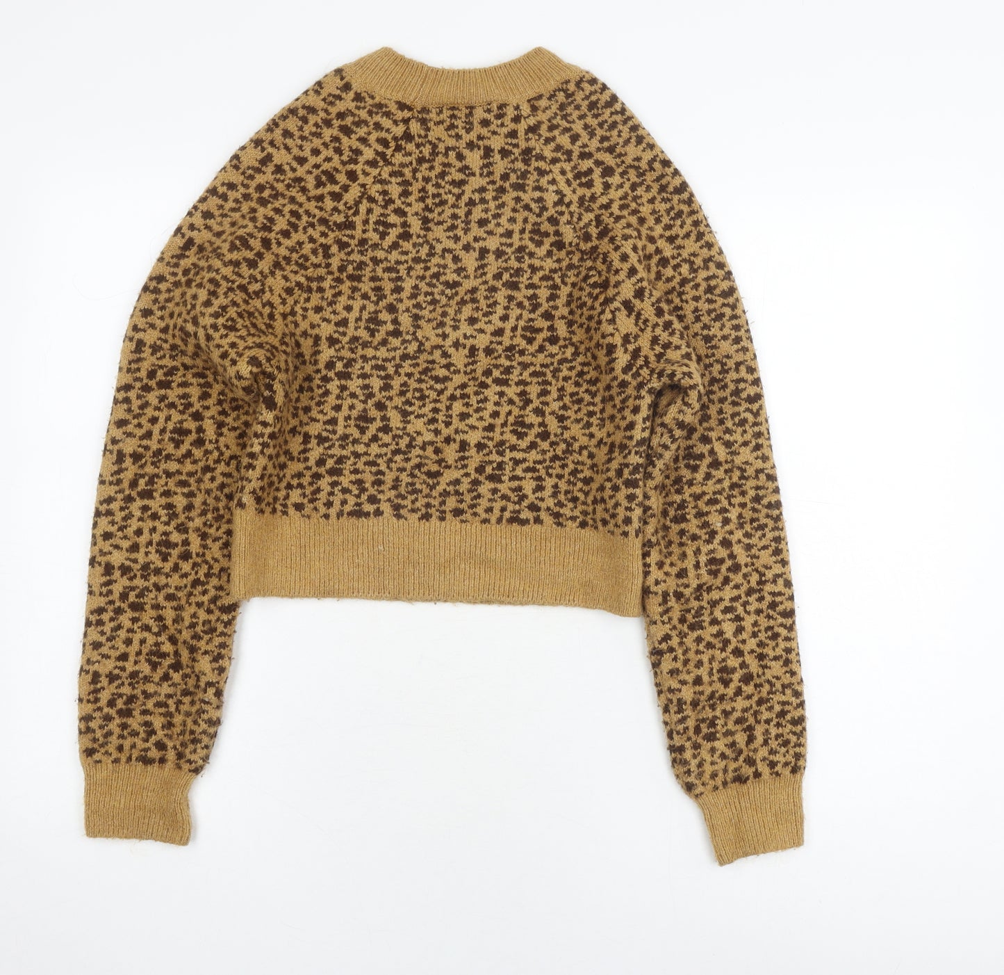 Topshop Women's XS Brown Animal Print Jumper