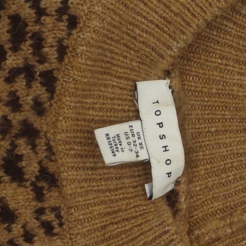 Topshop Women's XS Brown Animal Print Jumper