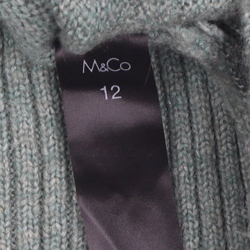 M&Co Women's Green Roll Neck Pullover Jumper Size 12