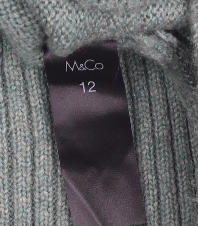 M&Co Women's Green Roll Neck Pullover Jumper Size 12