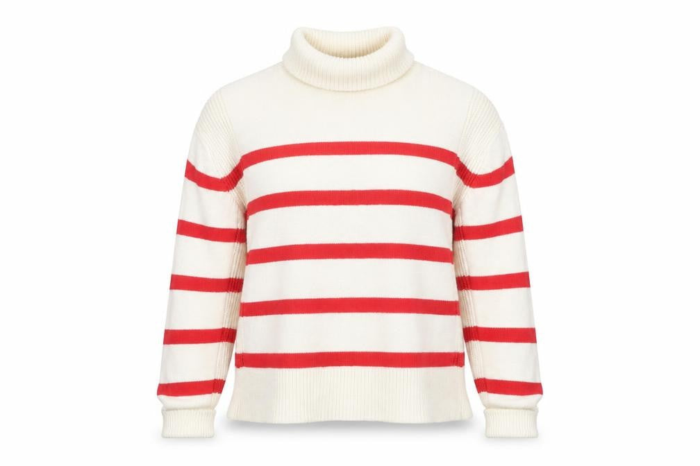 Front view of Marks & Spencer Women's Red Striped jumper M