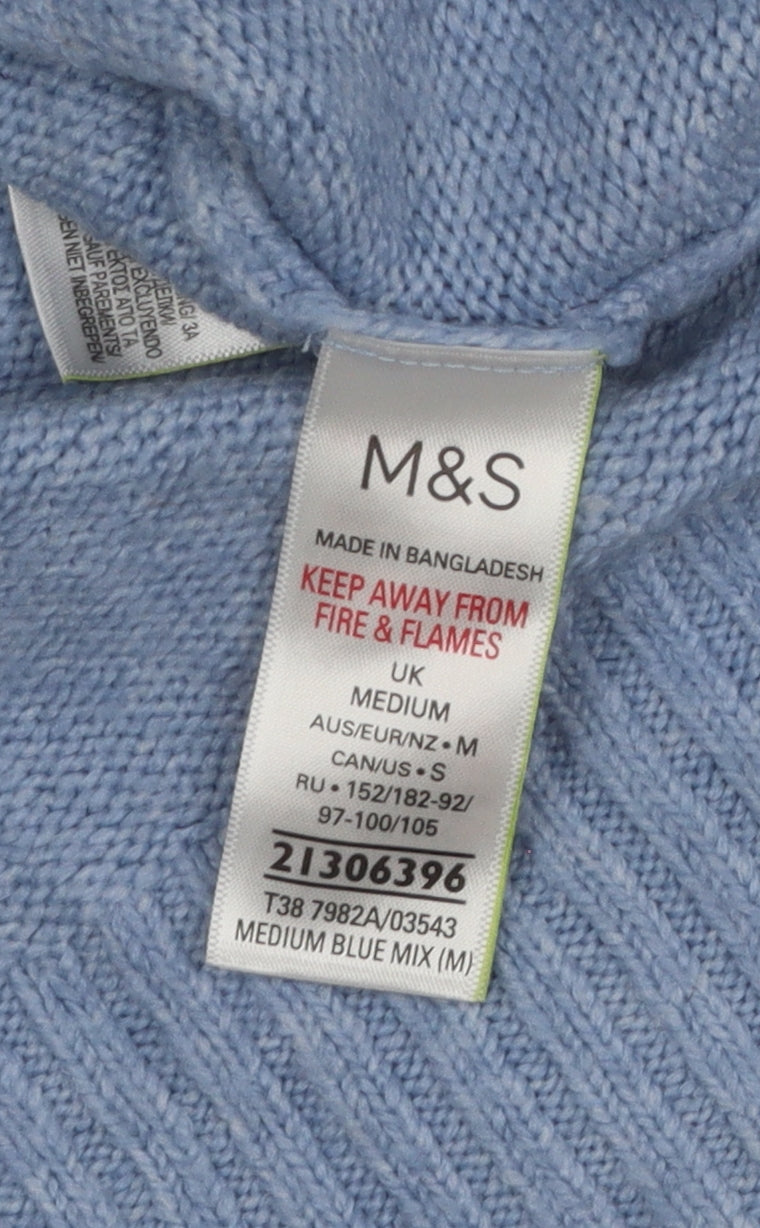 Marks and Spencer Women's Blue Roll Neck Jumper, Size M