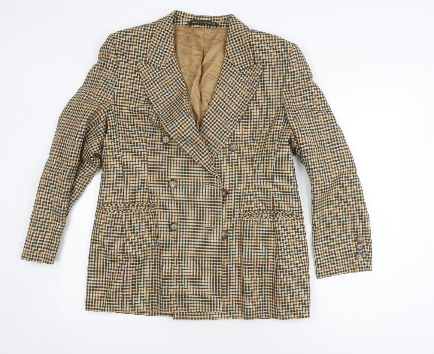 Marks and Spencer Women's Multicoloured 16 Check Wool Blazer
