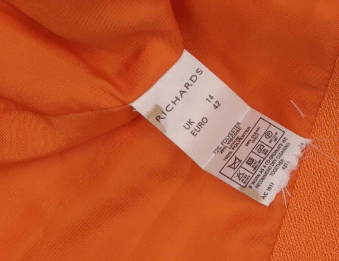 Richards Womens Orange Short Sleeve Suit Top Size 14