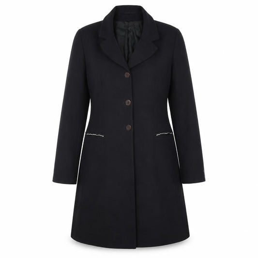 Front view of Wallis Women's Black Long Overcoat, size 10, Petites