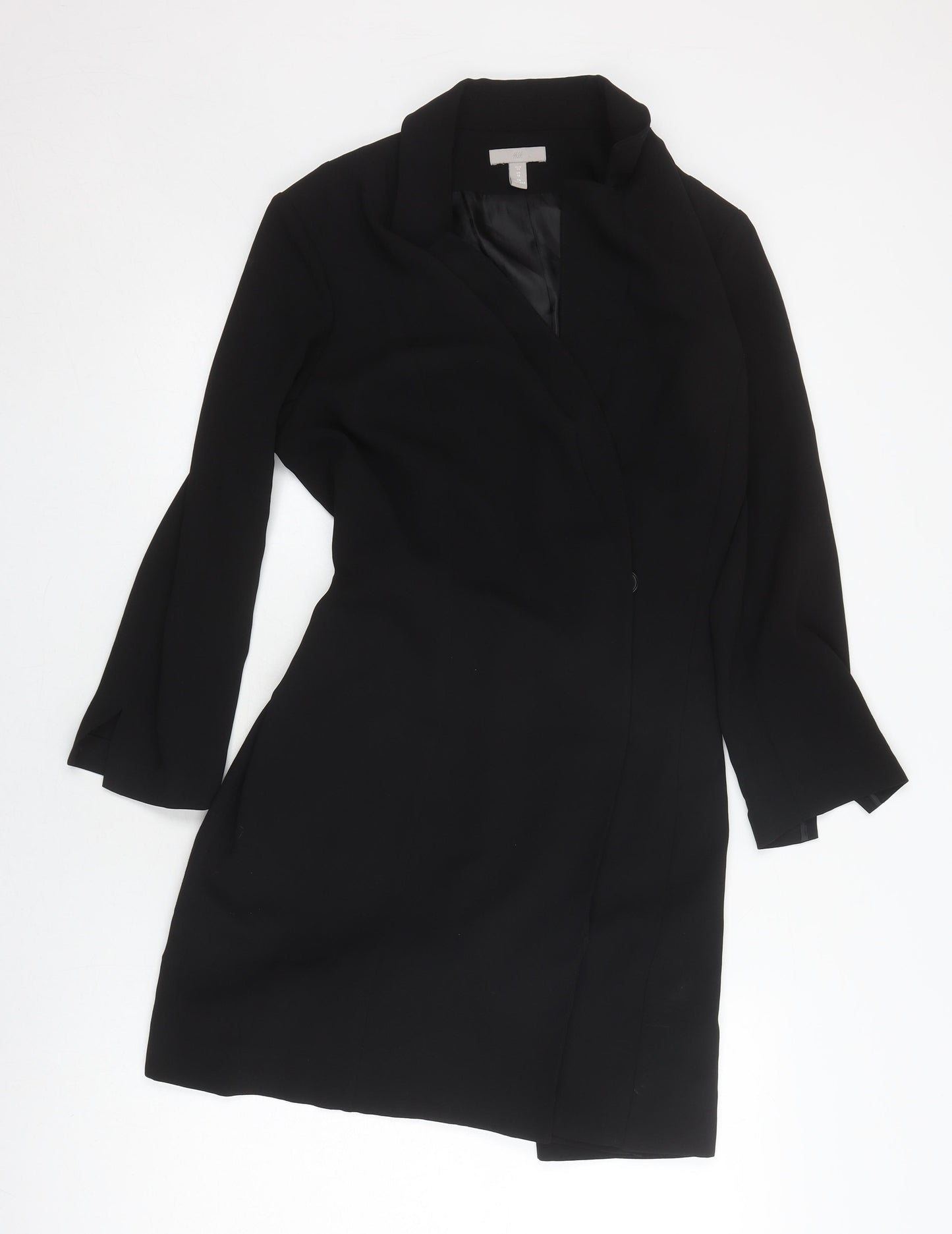 H&M Women's Black Long Belted Coat Size 18