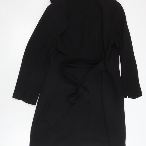 H&M Women's Black Long Belted Coat Size 18