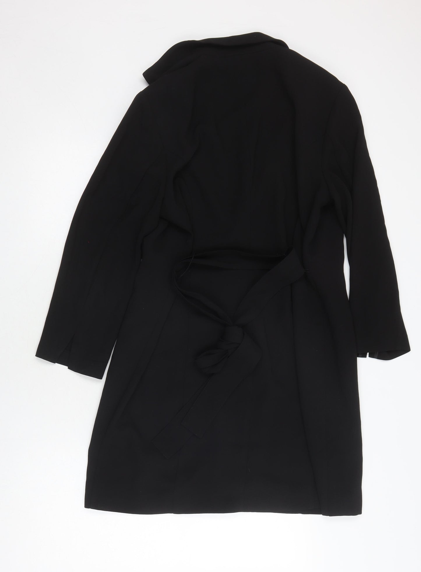 H&M Women's Black Long Belted Coat Size 18