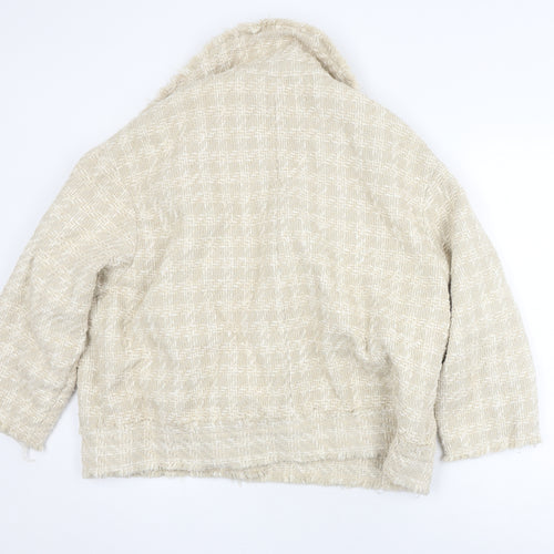 H&M Women's Beige Checked Bouclé Blazer XL