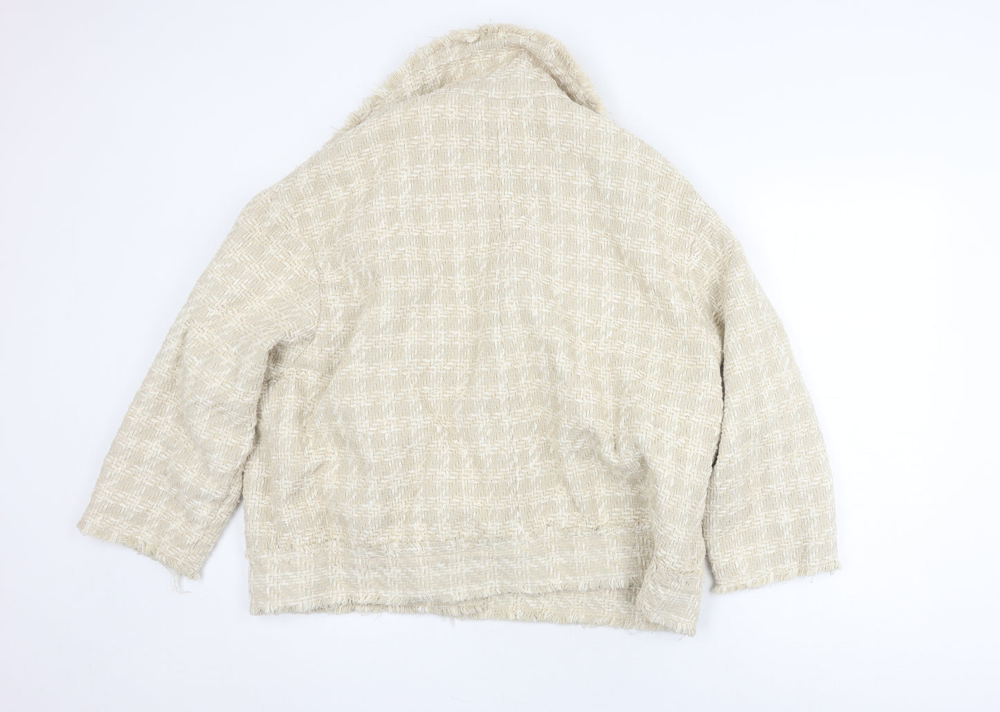 H&M Women's Beige Checked Bouclé Blazer XL