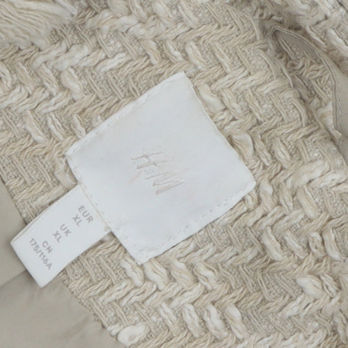 H&M Women's Beige Checked Bouclé Blazer XL