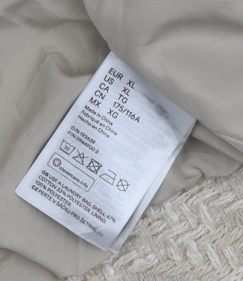 H&M Women's Beige Checked Bouclé Blazer XL