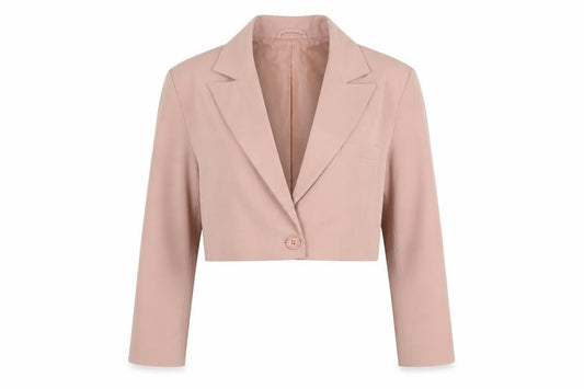 Front view of ASOS Design Women's Pink Cropped Suit Jacket M