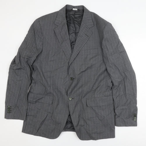 Marks and Spencer Grey Striped 44L Blazer for Men