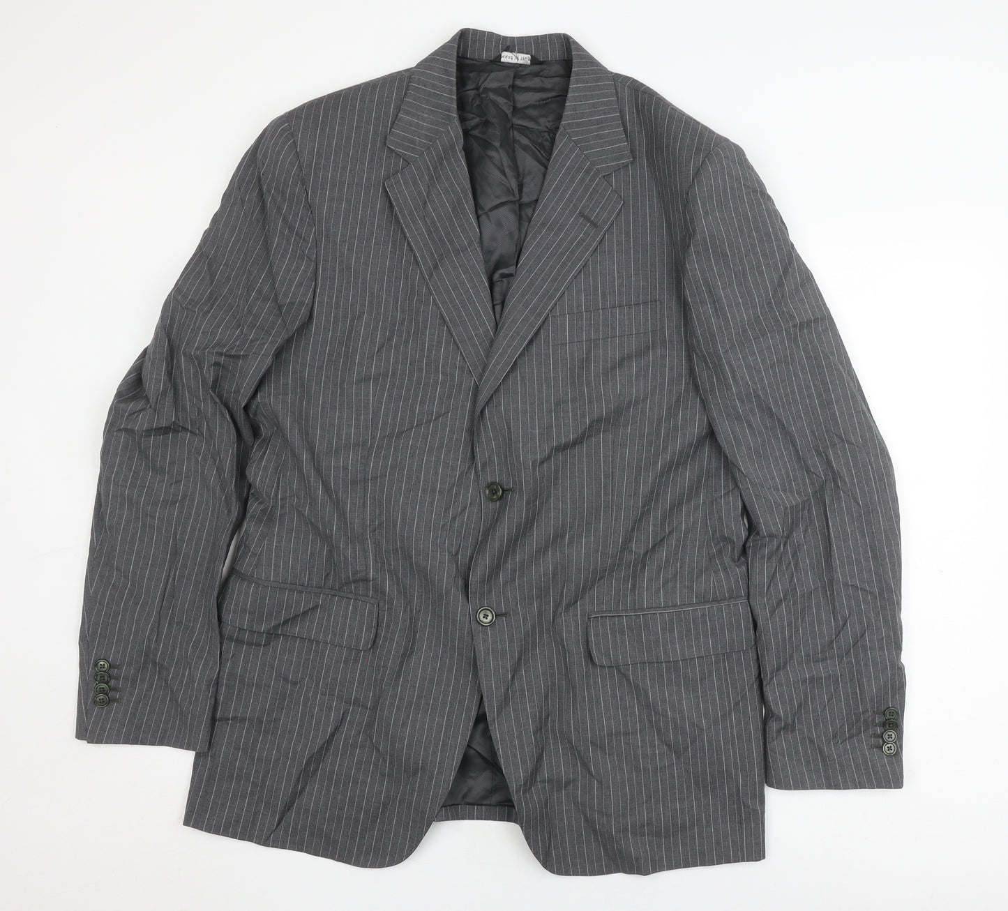 Marks and Spencer Grey Striped 44L Blazer for Men