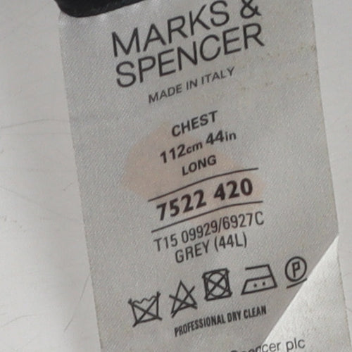 Marks and Spencer Grey Striped 44L Blazer for Men