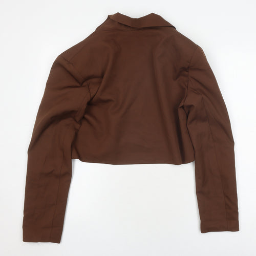 PrettyLittleThing Womens Brown Cropped Blazer Size 8