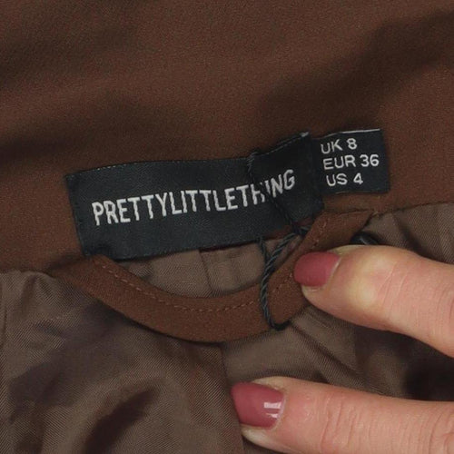 PrettyLittleThing Womens Brown Cropped Blazer Size 8