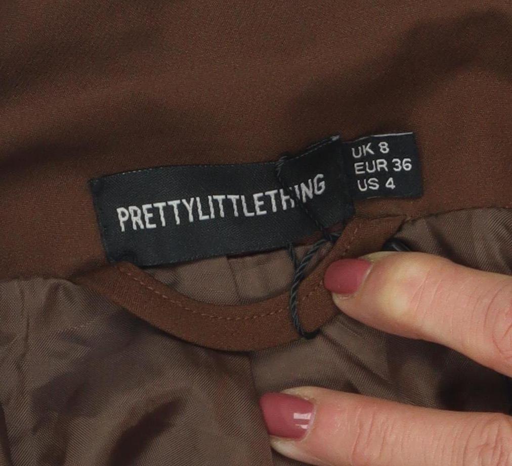 PrettyLittleThing Womens Brown Cropped Blazer Size 8