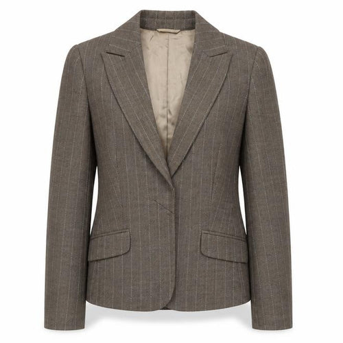 Oasis Women's Brown Pinstripe Blazer, Size 10, Business Casual